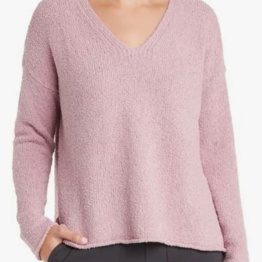 NWT Eileen Fisher Organic Cotton Women's Pink V-Neck Sweater Size XL